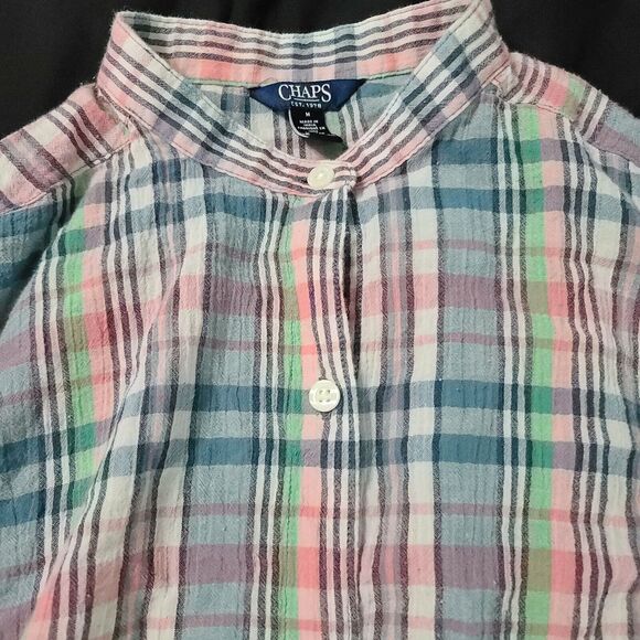 Chaps Womens Button Up Shirt Multicolor Size M 100% Cotton Long Sleeve Stretch - Picture 10 of 12